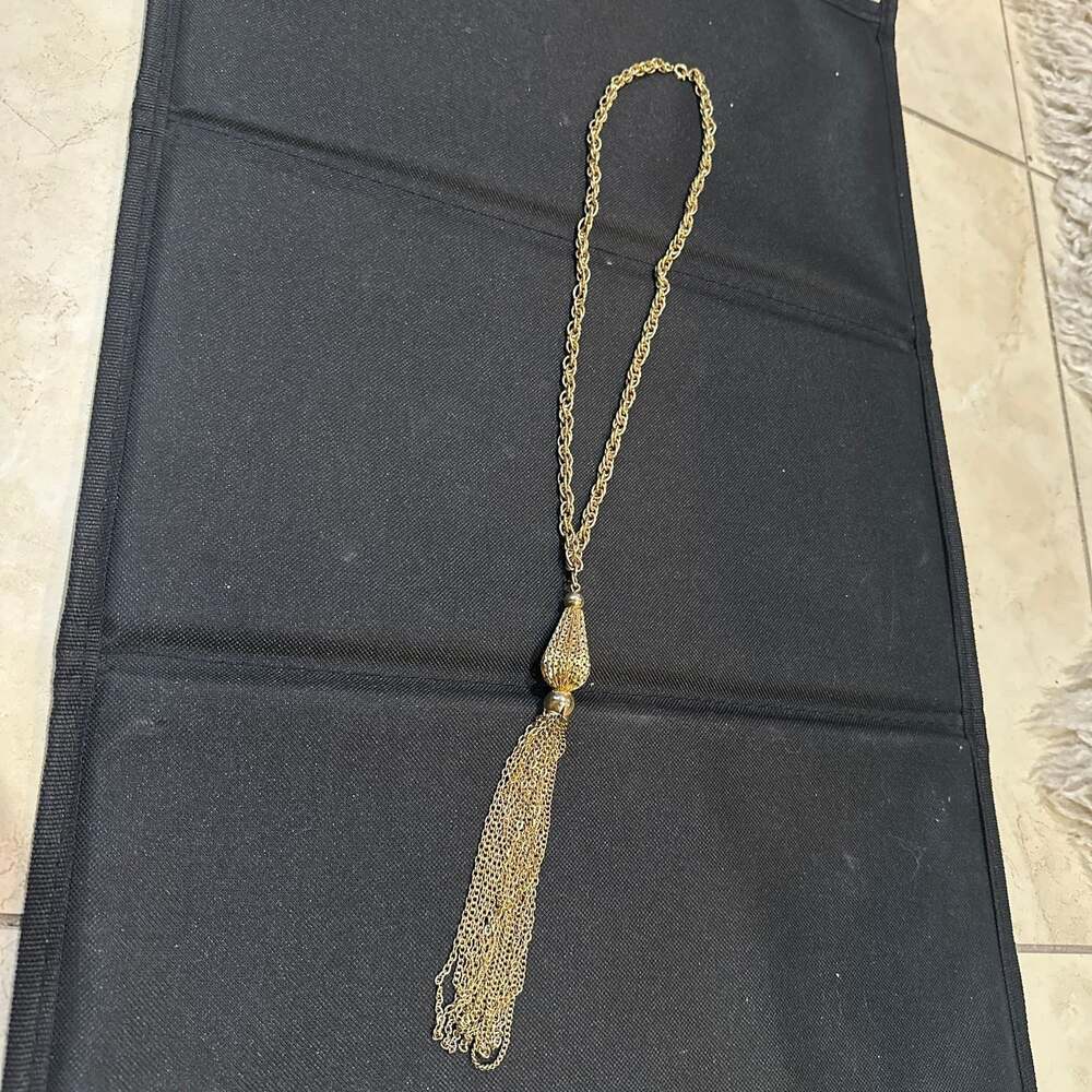 Vintage Gold Tone Tassel Necklace
